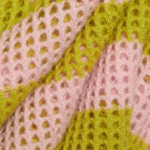 NWT ATM Anthony Thomas Melillo Striped Cashmere Mesh Knit Hoodie Pink Moss Small - Picture 9 of 15